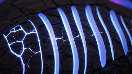 Alien Glow Cracks with Neon Rib Lines