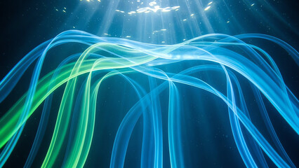 Light Trails Glow Over Dark Sea