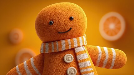 3d rendered ginger character with smiling face and orange hue on soft background