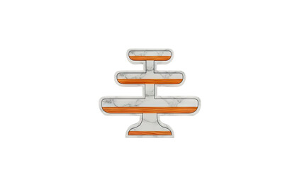 3D Three Tiered Marble and Wood Cake Stand on transparent background