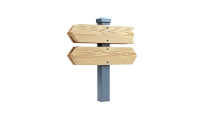 3D Wooden Direction Signpost with Arrows on transparent background