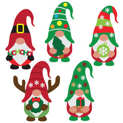 Cute Christmas   gnome  vector cartoon illustration