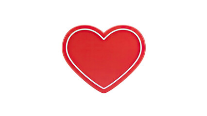 3D Red heart with white outline on transparent background