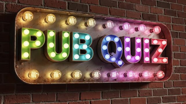 P104-Vector realistic isolated marquee sign of Pub Quiz logo with easy to change color alphabet font on t 4K 10s