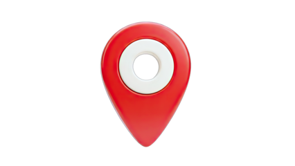 Red Location Pin on White Background