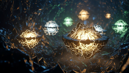 Crystal Cave Orbs Floating