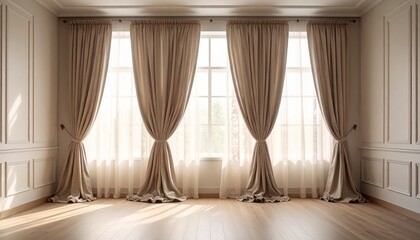 大きな窓とカーテン