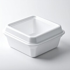 Square, white food container
