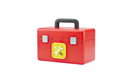 Red Toolbox Illustration on White Background