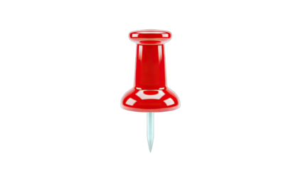 Red Push Pin Isolated on White Background