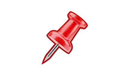 Red Push Pin Isolated on White Background