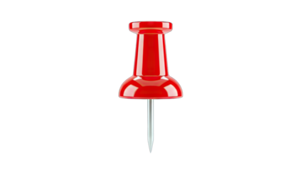Red Push Pin Isolated on White Background