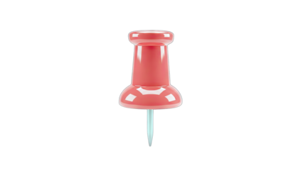 Red Push Pin Isolated on White Background