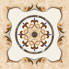 decorative floral pattern with cream marble texture background