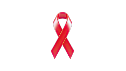 Red Ribbon Symbol of AIDS Awareness on White Background