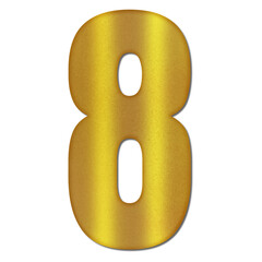 Shiny Gold Number Eight Typography Illustration with Shadow Effect, Isolated on Transparent Background &ndash; Luxury Numeric Symbol Design