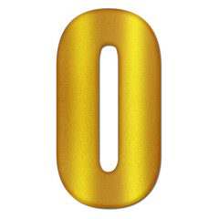 Shiny Gold Number Zero Typography Illustration with Shadow Effect, Isolated on Transparent Background &ndash; Luxury Numeric Symbol Design