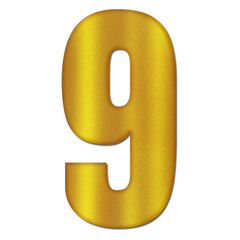 Shiny Gold Number Nine Typography Illustration with Shadow Effect, Isolated on Transparent Background &ndash; Luxury Numeric Symbol Design