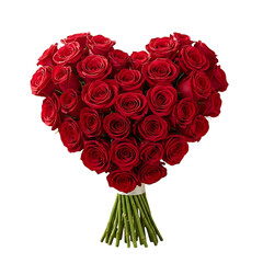 Heart rose bouquet love romance on transparent background