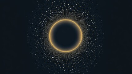 Circular formation of glowing points conveys a global concept of digital systems with a minimalist design against a dark background