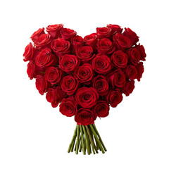 Heart roses bouquet love romance on transparent background