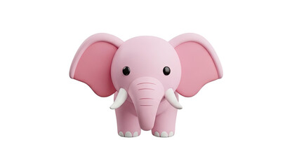Cute pink cartoon elephant isolated on transparent background