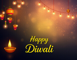 Happy Diwali illustration. Pattern for banners, covers, greeting cards, for printing on wall decorations.