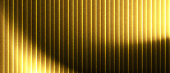 Abstract grainy ribbed glass background in golden orange tones with glossy curved texture, vertical light lines and smooth gradient for use in luxury design or digital surface visuals