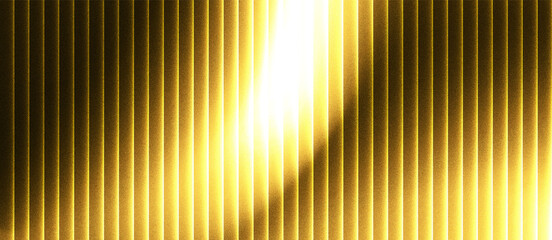 Abstract grainy ribbed glass background in golden orange tones with glossy curved texture, vertical light lines and smooth gradient for use in luxury design or digital surface visuals