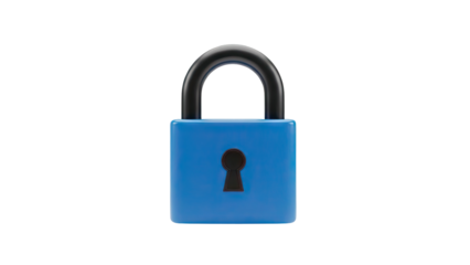 Blue Padlock Icon on transparent background