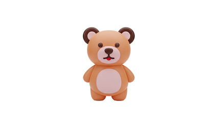 Obraz premium Cute cartoon teddy bear character with pink belly on transparent background