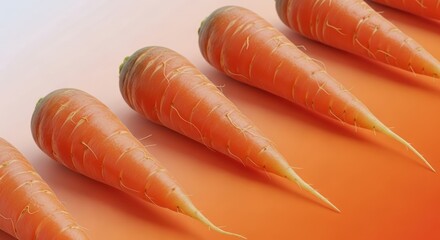 Vibrant Orange Carrots Displayed in a Row on a Gradient Background
