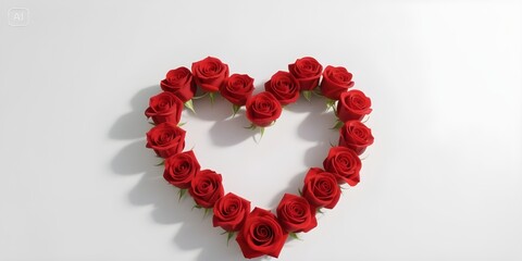 Heart shape arrangement of red roses