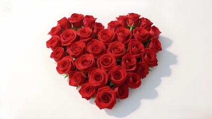 Heart shape arrangement of red roses