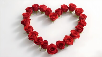Heart shaped arrangement of red roses