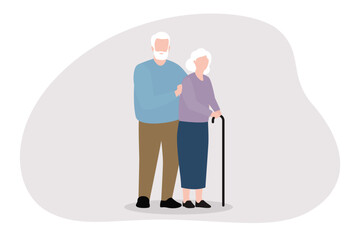 Elderly Couple Providing Mutual Physical Support and Care