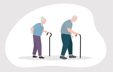 Elderly Individuals Walking with Canes