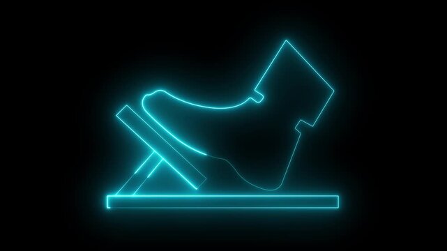 neon gas pedal and brake pedal icon isolated on black background. Car gas and brake pedals icon. 4k video animation.