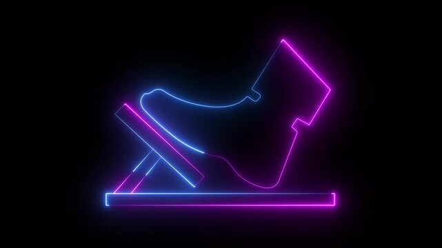 neon gas pedal and brake pedal icon isolated on black background. Car gas and brake pedals icon. 4k video animation.