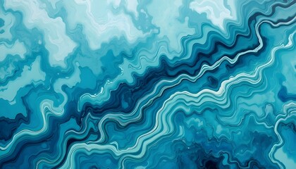 Obraz premium Abstract Watercolor Acrylic Marbling Texture with Ocean Blue and Mint Green Trendy Liquid Art Background