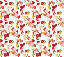 花友禅パターン紅色背景透過