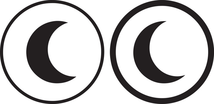 Two crescent moon icons in circles, night mode symbol