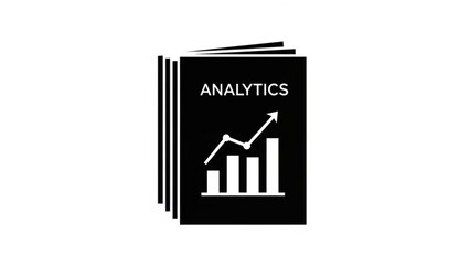 A black book with analytics graph on the cover is placed on a white background