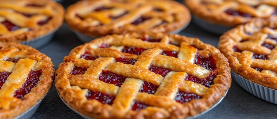 Festive pies with lattice crust for holiday feast