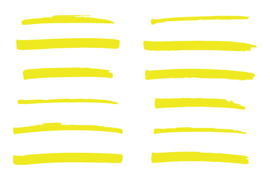 Yellow highlight brush lines vector illustration design element