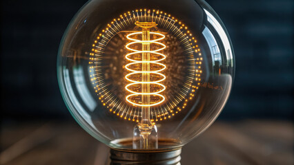 Glowing filament inside vintage style lightbulb creates warm, inviting atmosphere