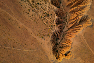 Aerial view of a desert canyon