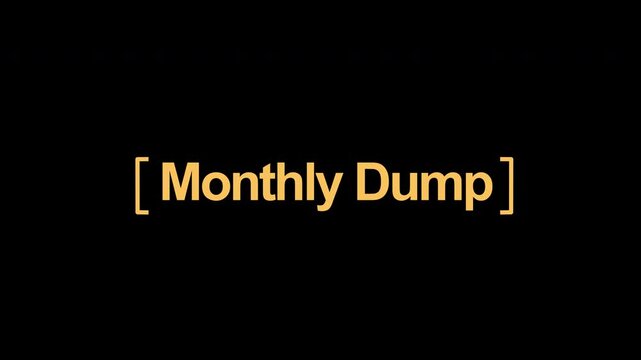 Minimalist "Monthly Dump" Text Animation with Square Brackets, Yellow Aesthetic Recap Overlay for Social Media
