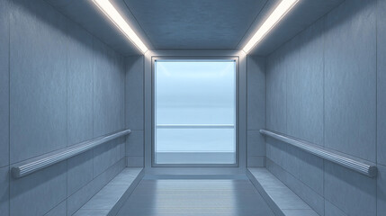 A Sleek and Modern Elevator Interior Design Showcasing Minimalist Architecture and Innovative Lighting Solutions for Enhanced Comfort and Mobility in Urban Environments
