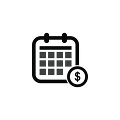 Calendar icon logo, diary symbol, contains schedule, date, agenda, event, month, and week icons. Black and white vector design.